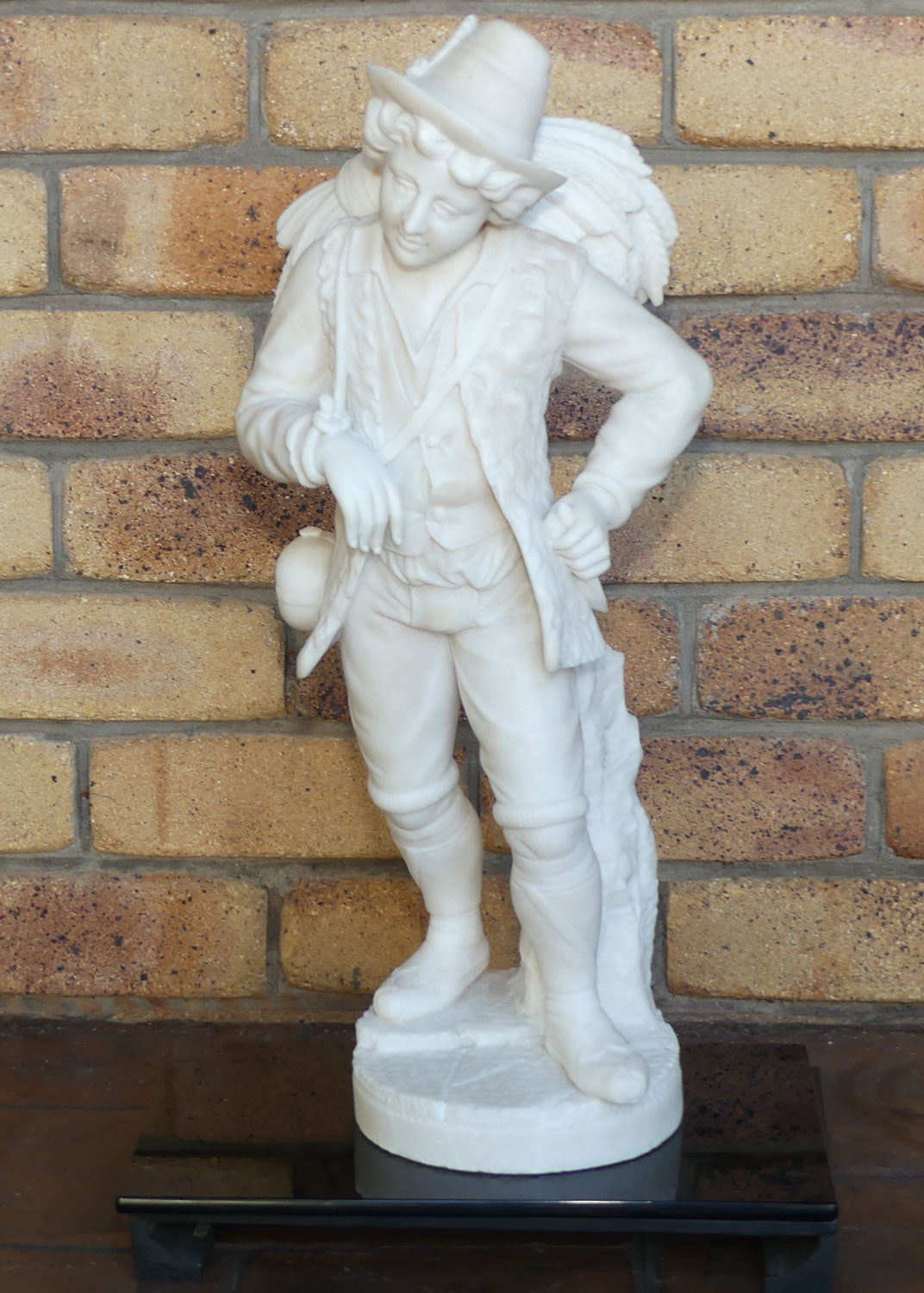 Superb White Marble figure of a Farming Boy | Gleaner gathering Wheat | 58cm tall