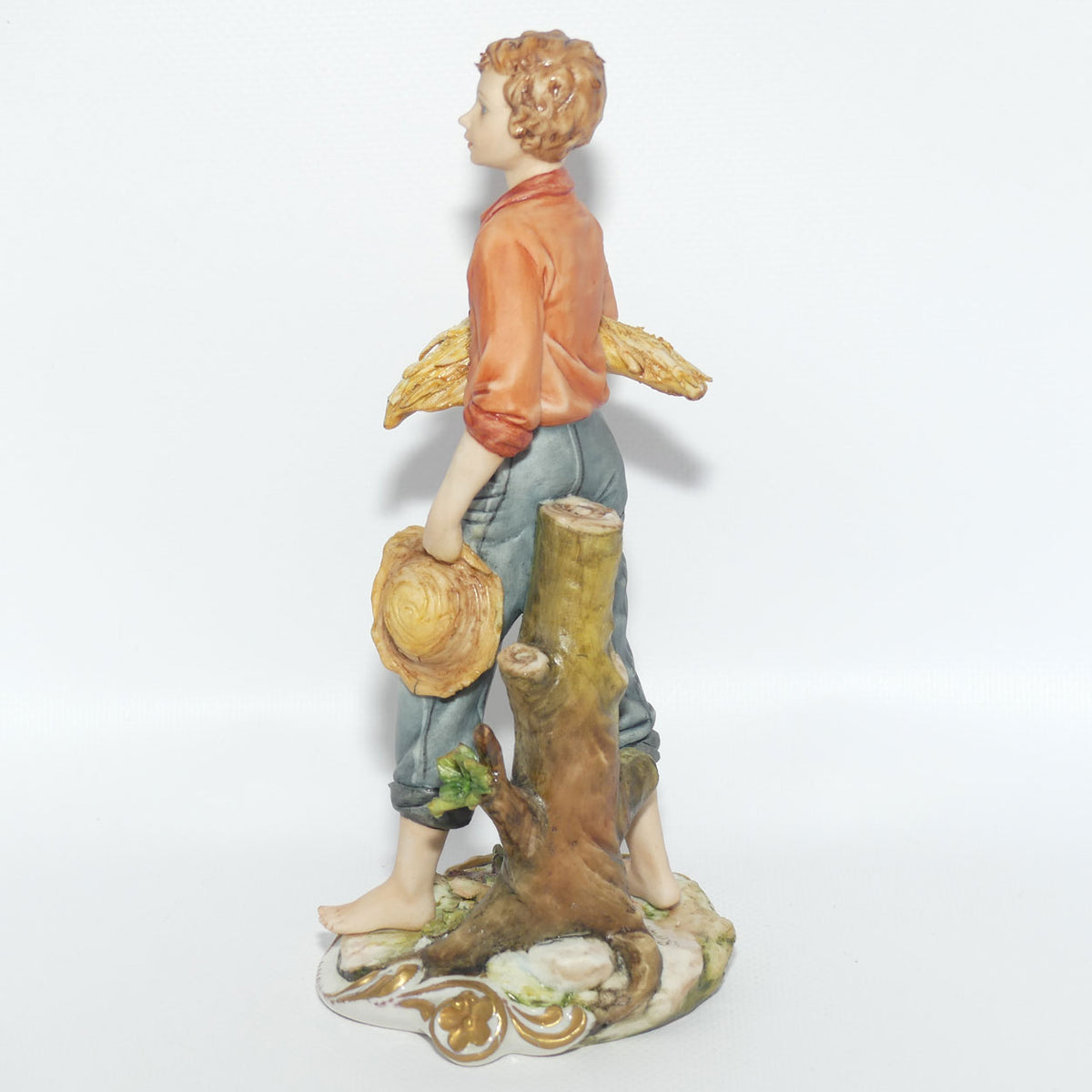 Capodimonte figure signed Sandro | Farmer Boy with Wheat