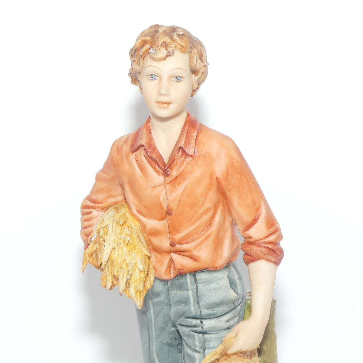 Capodimonte figure signed Sandro | Farmer Boy with Wheat