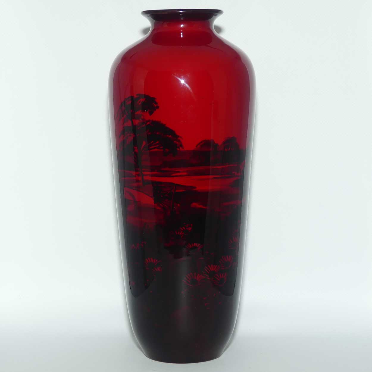 Royal Doulton Flambe vase | Thatched Farmhouse and Daisies | Shape 8362 | 30cm