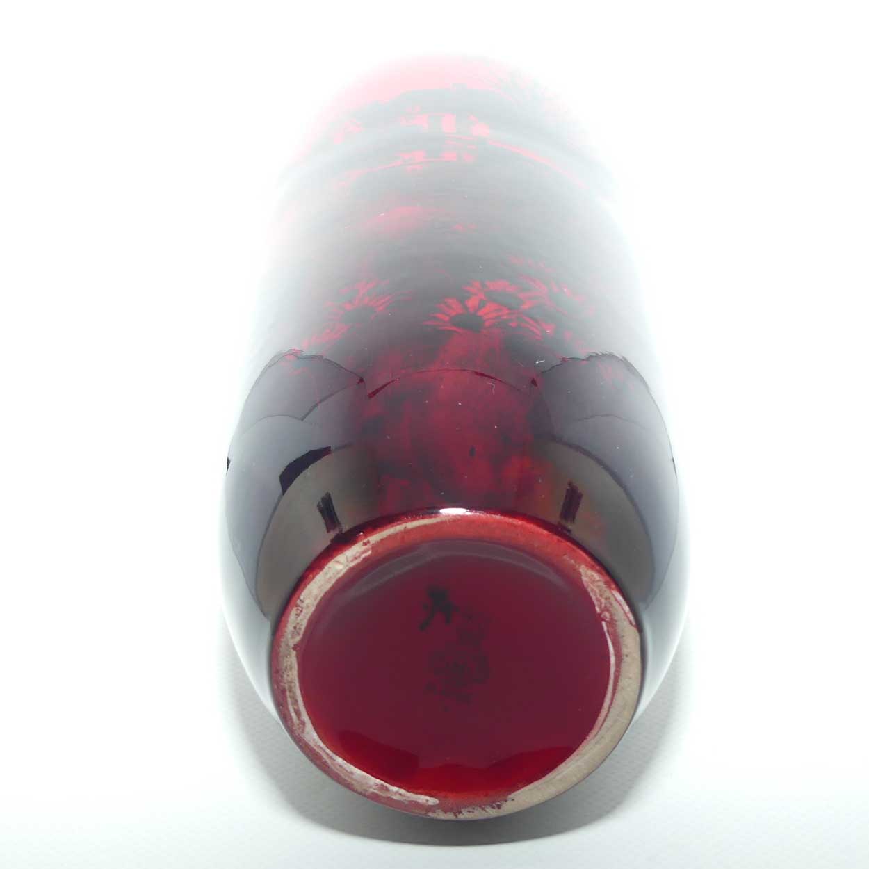 Royal Doulton Flambe vase | Thatched Cottage Farmhouse and Daisies | signed FM Moore