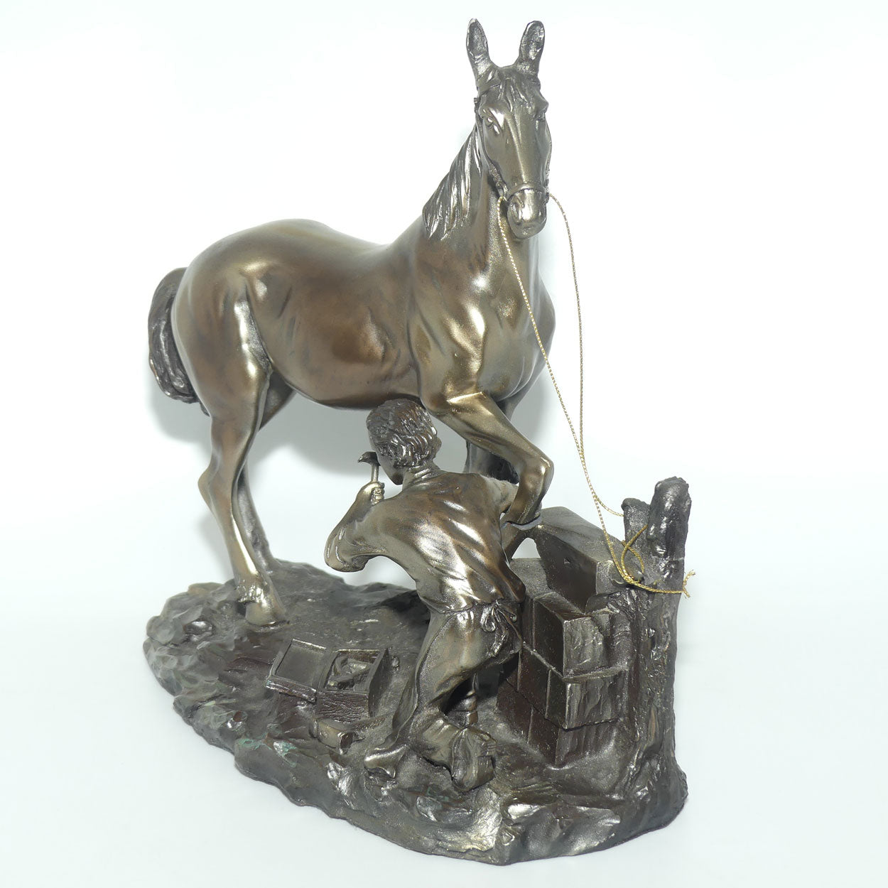Decorator Cold Cast Bronze Farrier and Horse