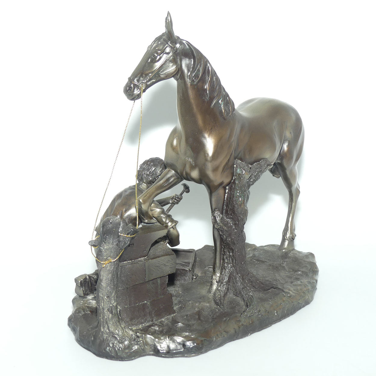 Decorator Cold Cast Bronze Farrier and Horse