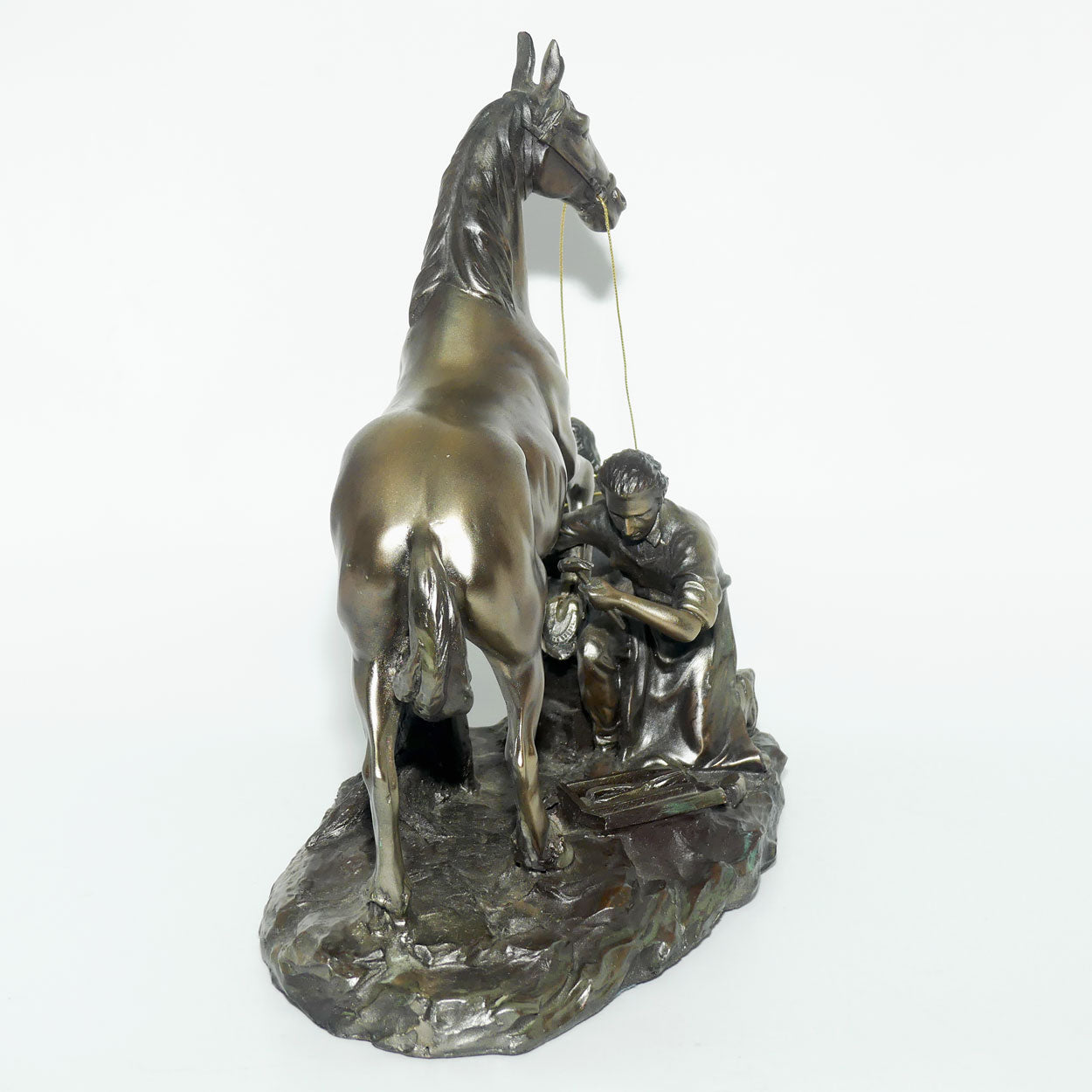 Decorator Cold Cast Bronze Farrier and Horse