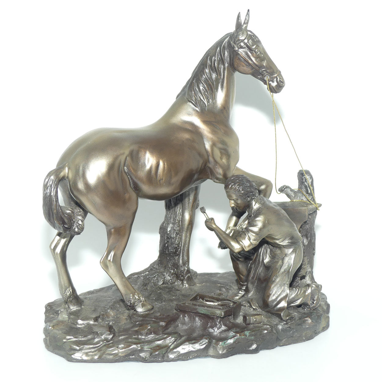 Decorator Cold Cast Bronze Farrier and Horse