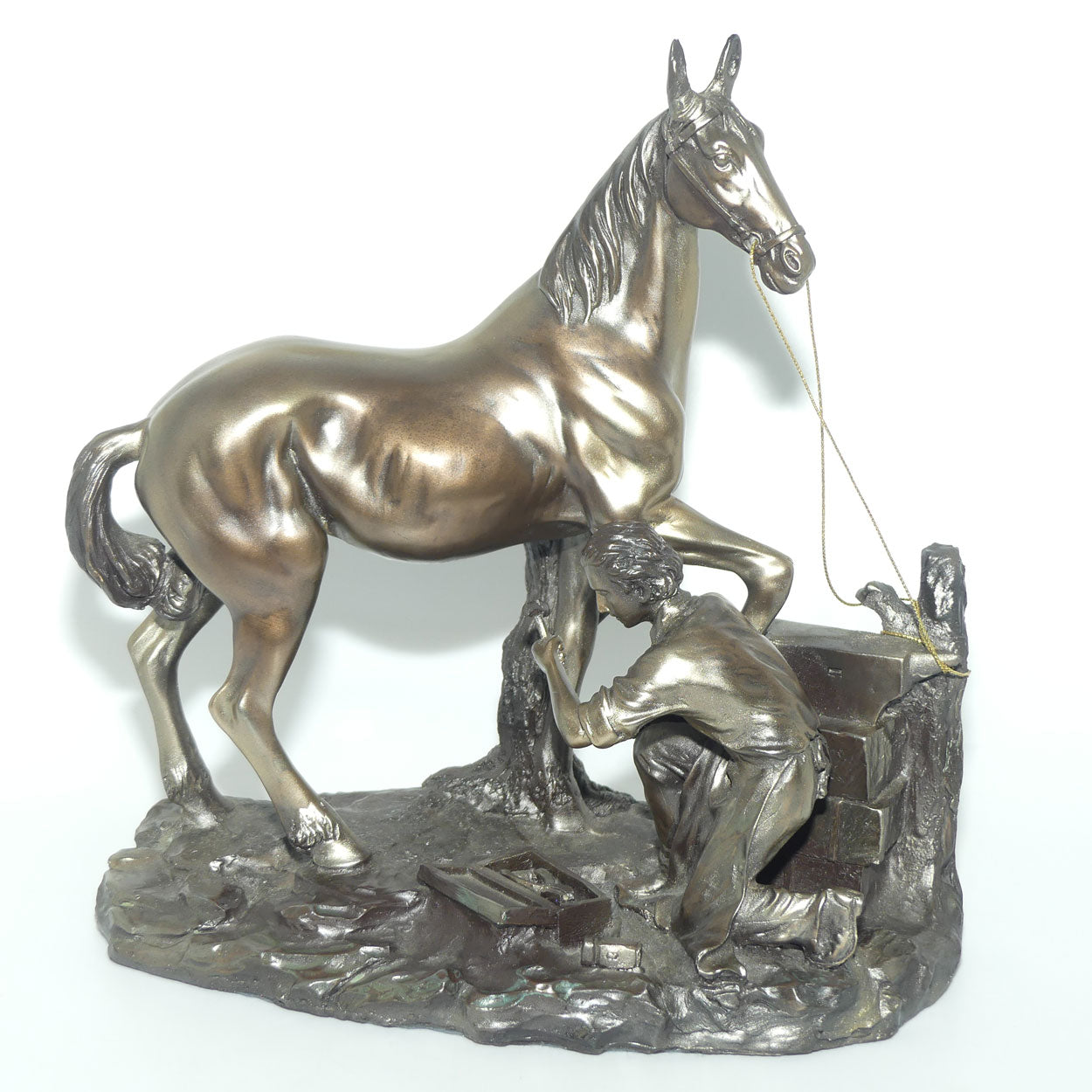 Decorator Cold Cast Bronze Farrier and Horse