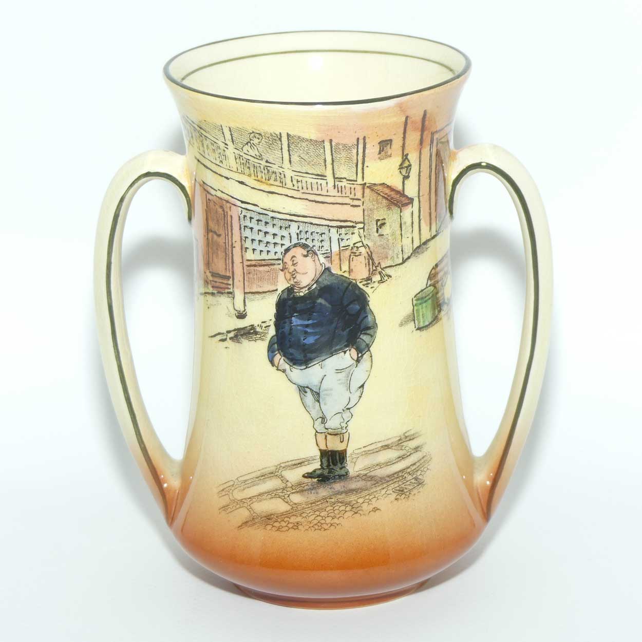 Royal Doulton Dickens Fat Boy twin handle vase D5175