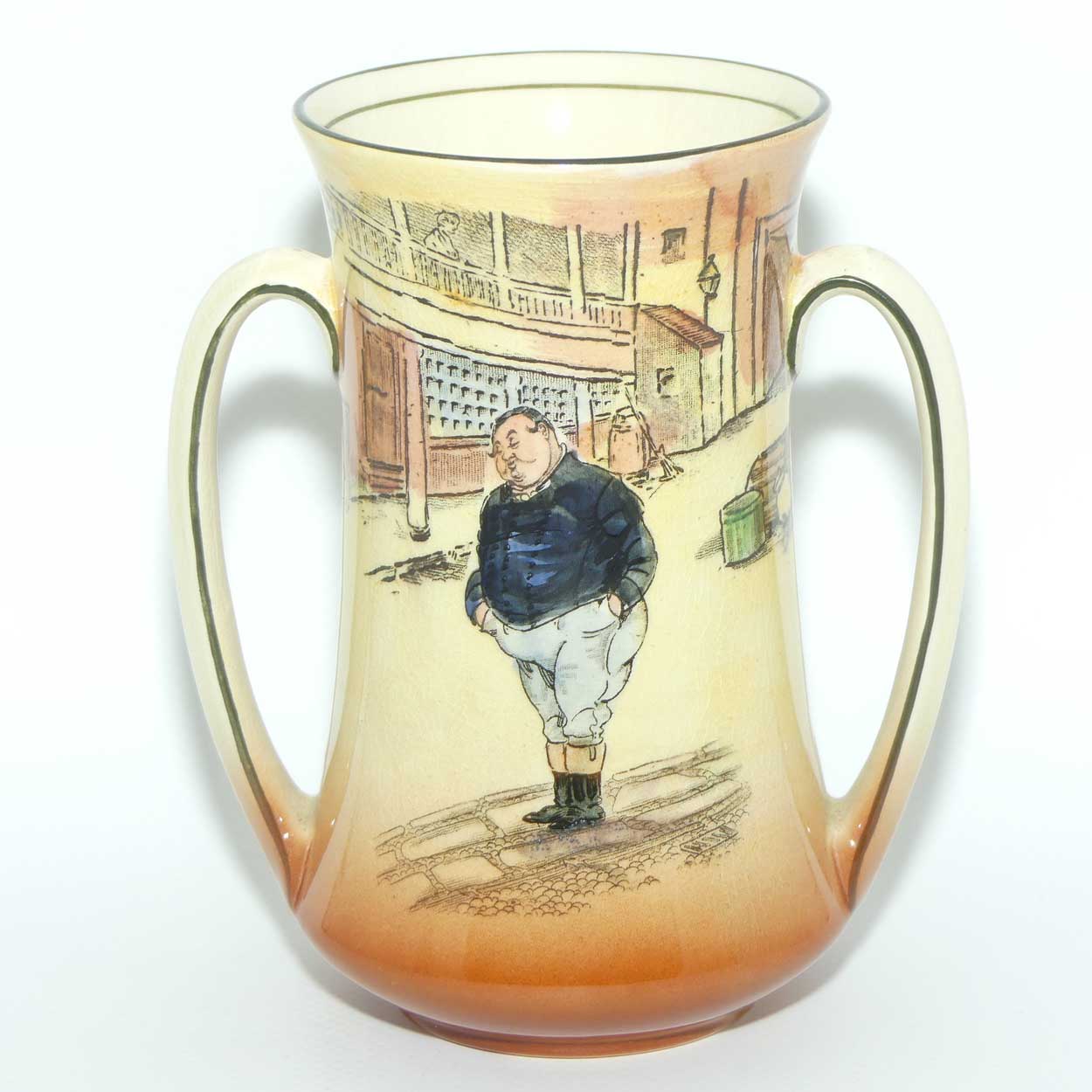 Royal Doulton Dickens Fat Boy twin handle vase D5175