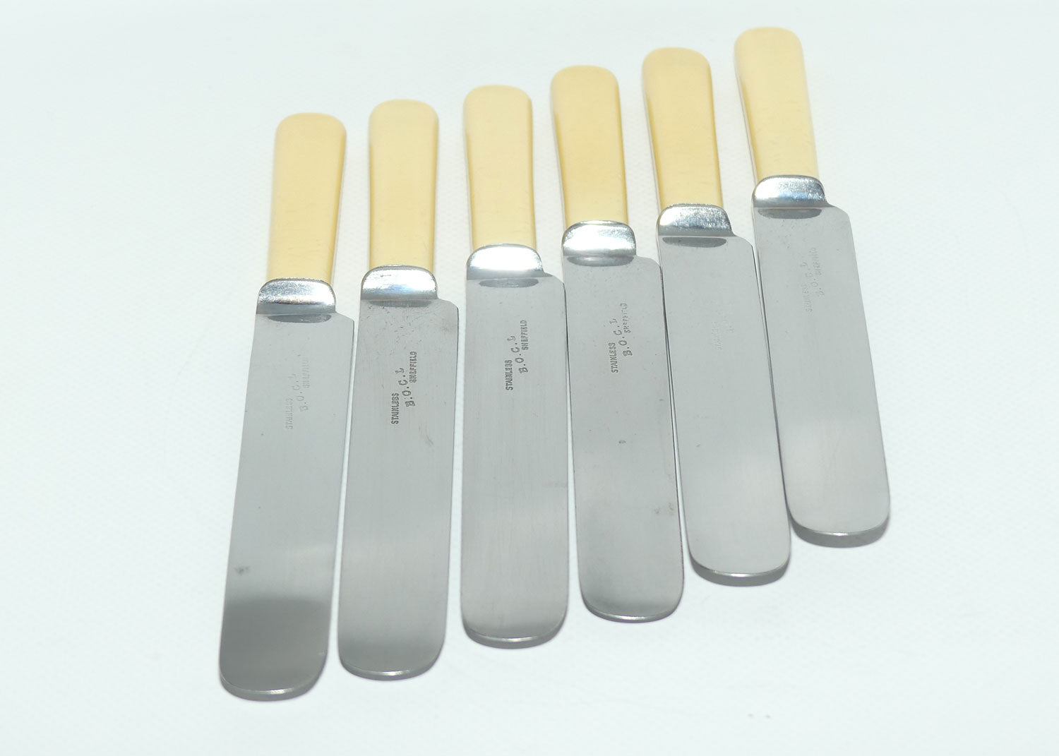 Set of 6 B.O.C.L Sheffield | Faux Bone Handle Dinner Knives | 23.5cm