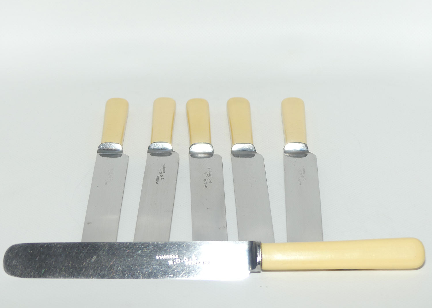 Set of 6 B.O.C.L Sheffield | Faux Bone Handle Dinner Knives | 23.5cm