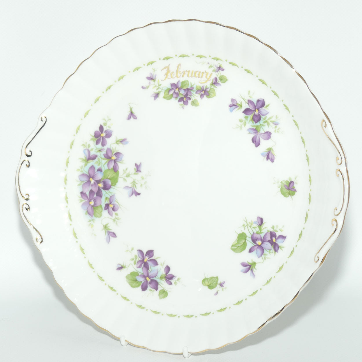 Royal Albert Bone China England | Flower of the Month series | #2 | February Violets tab handle cake plate