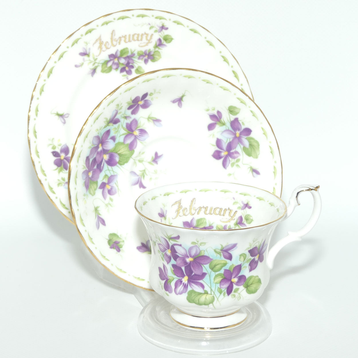 Royal Albert Bone China England | Flower of the Month series | February Violets trio