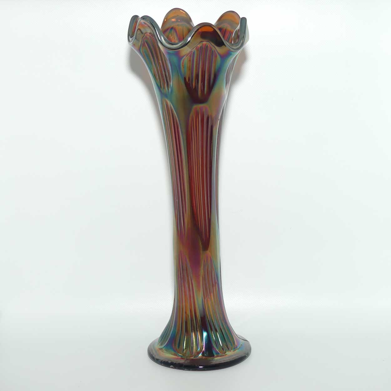 Fenton Diamond and Rib Amethyst Carnival Glass vase | 29cm