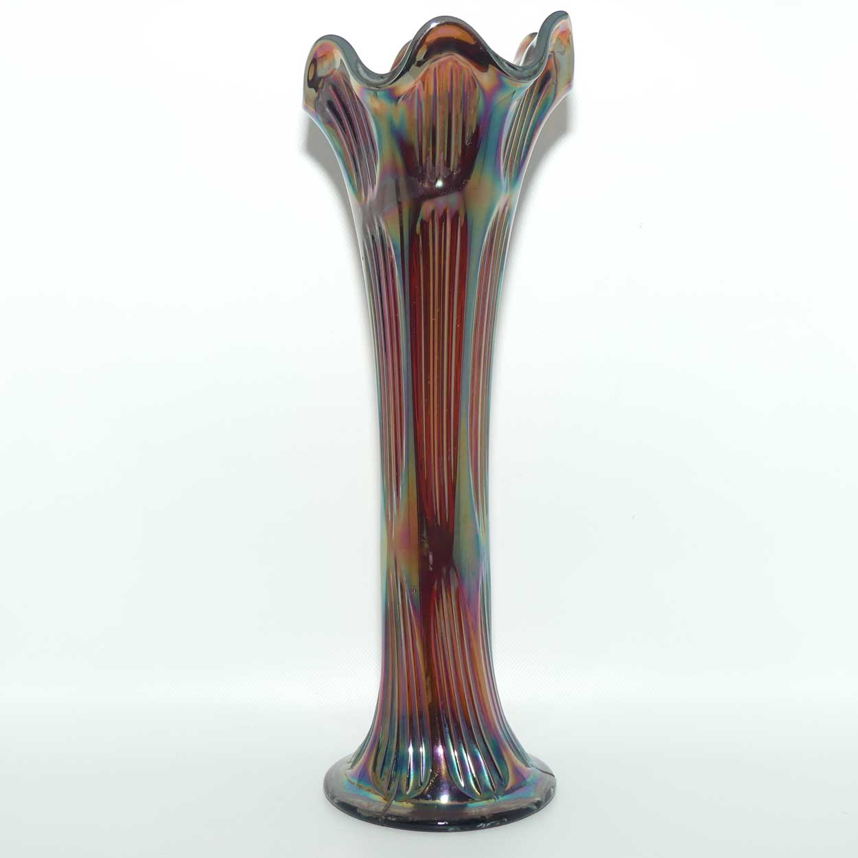 Fenton Diamond and Rib Amethyst Carnival Glass vase | 29cm