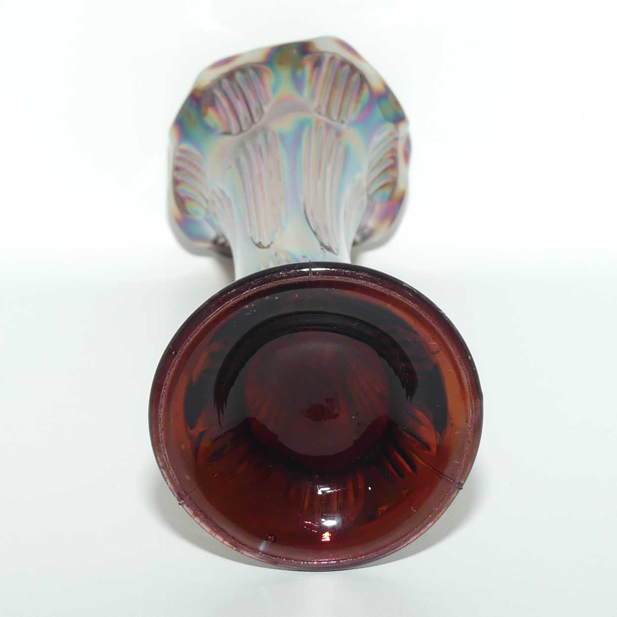 Fenton Diamond and Rib Amethyst Carnival Glass vase | 29cm