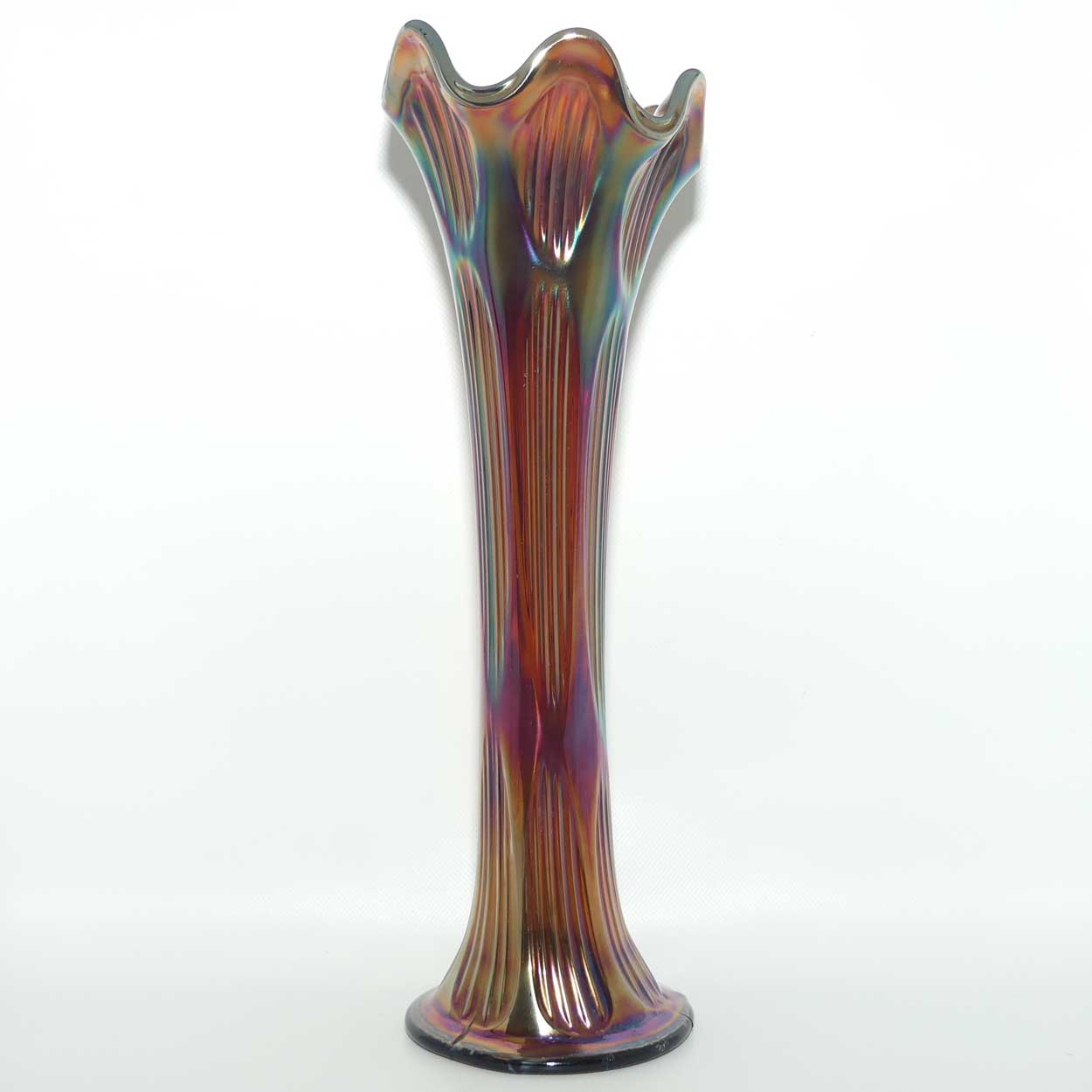 Fenton Diamond and Rib Amethyst Carnival Glass vase | 29.5cm