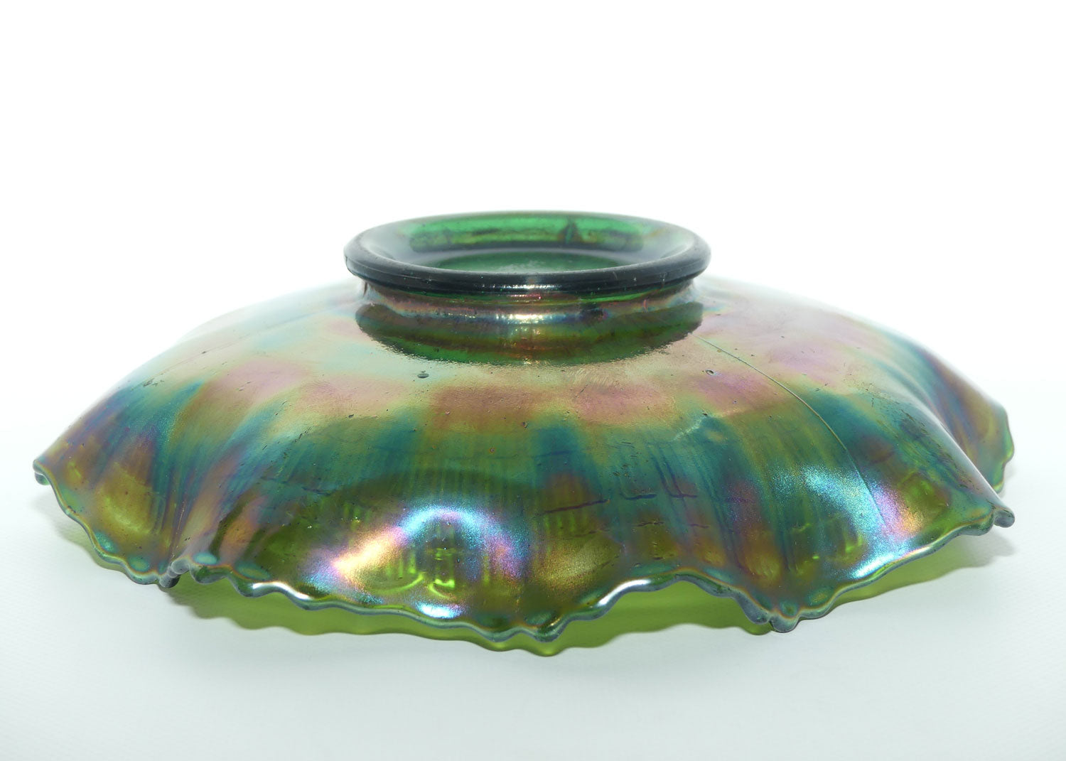 Fenton Carnival Glass | Plaid pattern | Green colour