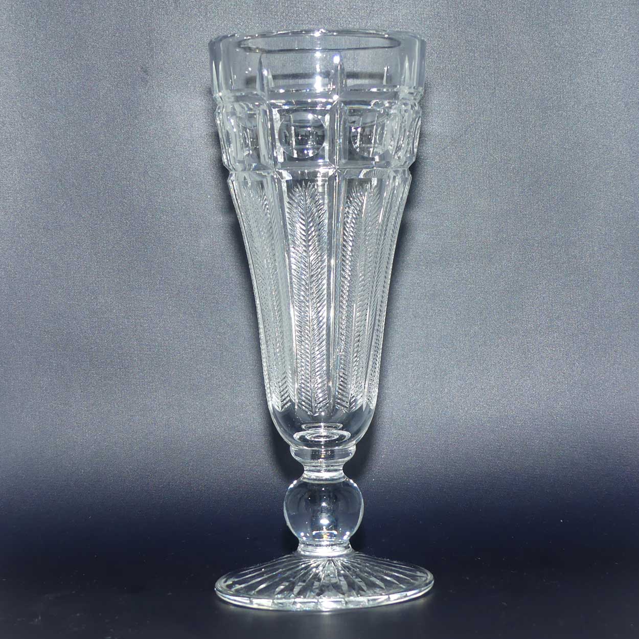Webb Corbett Crystal vase | superb facetted Fern pattern with Dots
