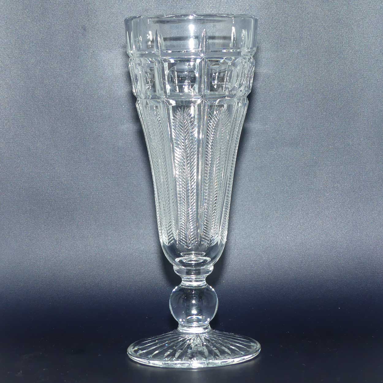 Webb Corbett Crystal vase | superb facetted Fern pattern with Dots