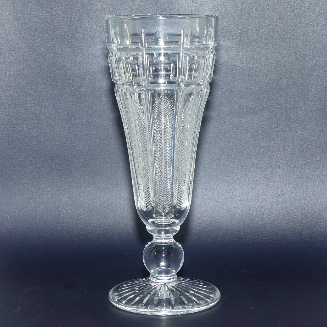 Webb Corbett Crystal vase | superb facetted Fern pattern with Dots