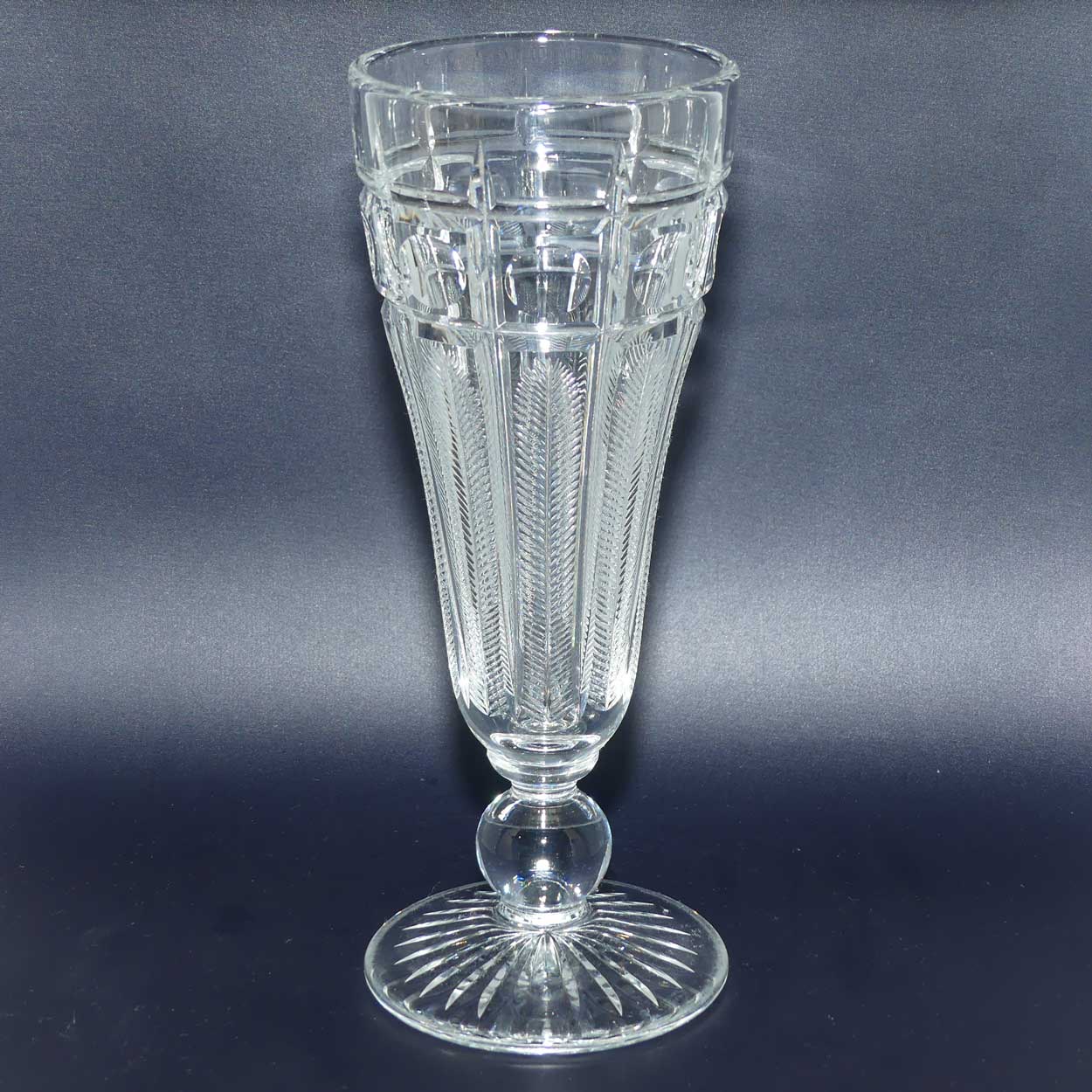 Webb Corbett Crystal vase | superb facetted Fern pattern with Dots