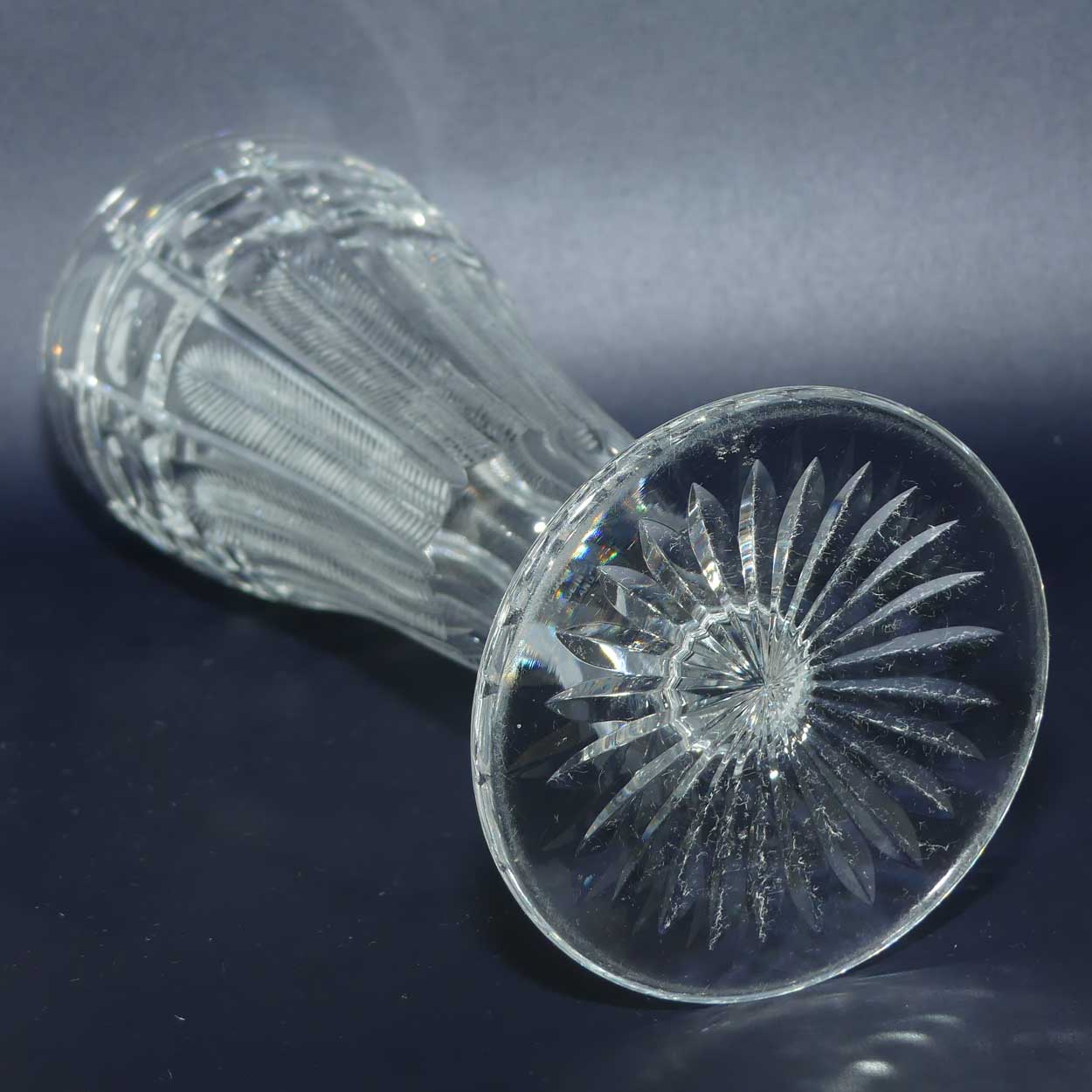 Webb Corbett Crystal vase | superb facetted Fern pattern with Dots