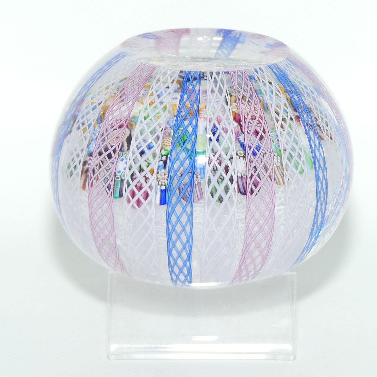 John Deacons Scotland Millefiori Closepack Filigree Overlay Magnum paperweight