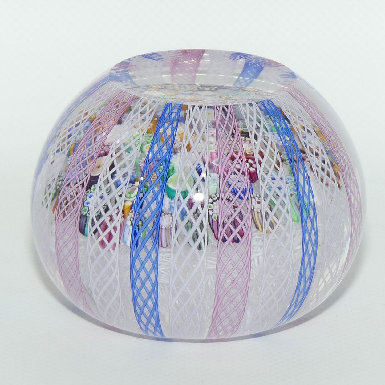 John Deacons Scotland Millefiori Closepack Filigree Overlay Magnum paperweight