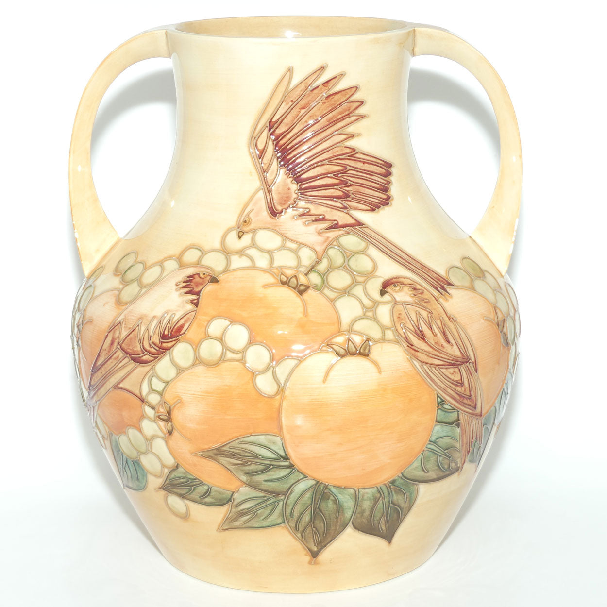 Moorcroft Finches Autumn 5/13 handled vase