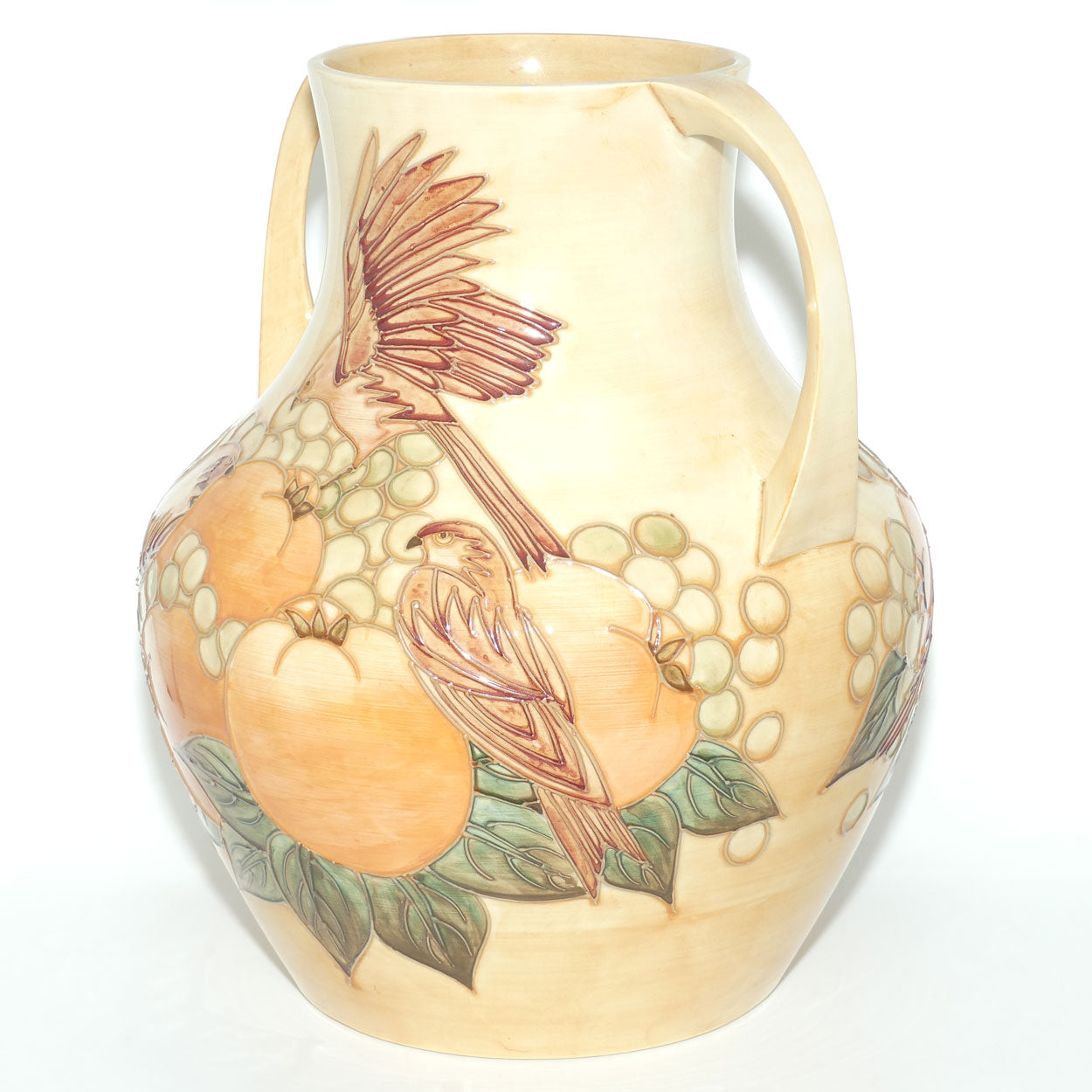 Moorcroft Finches Autumn 5/13 handled vase