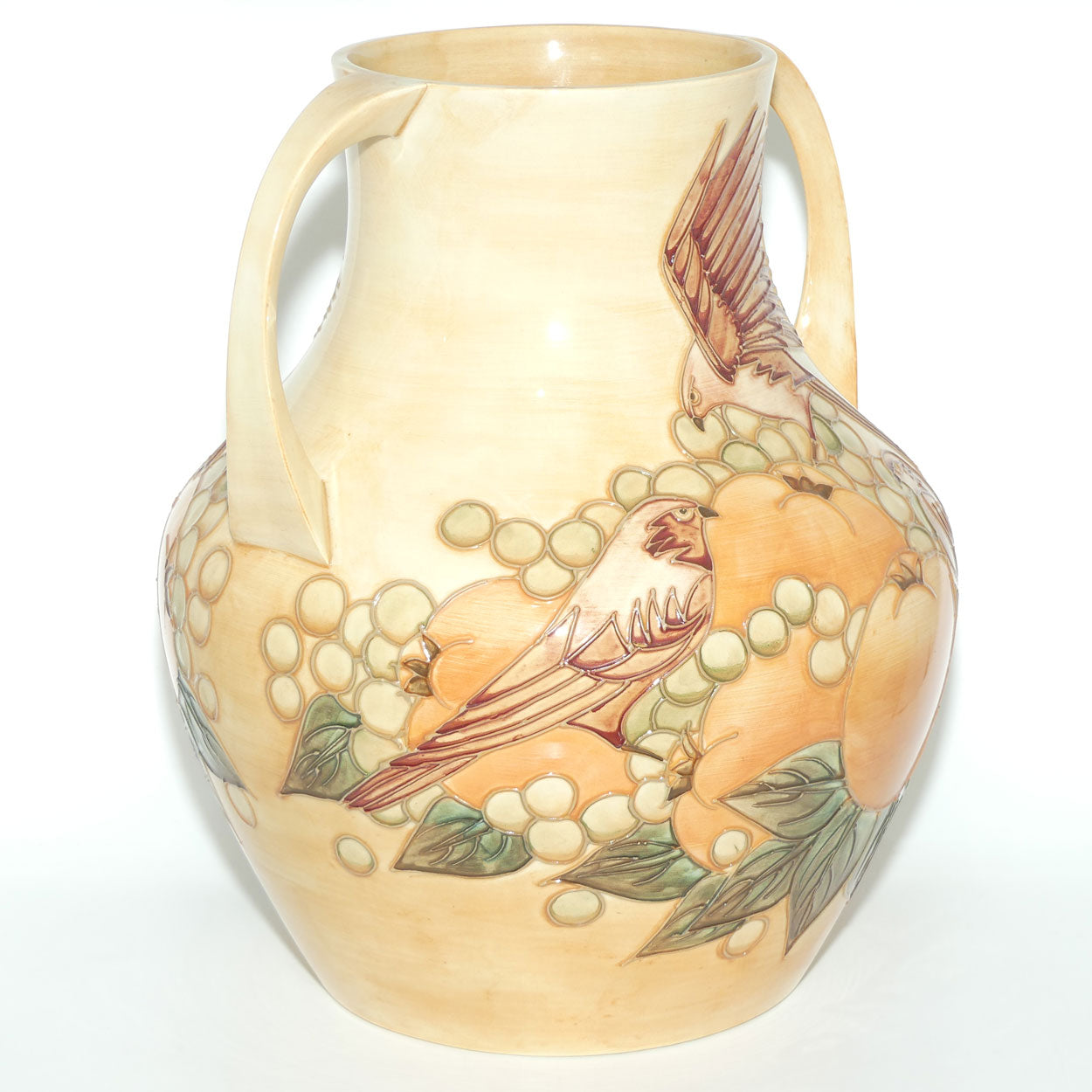 Moorcroft Finches Autumn 5/13 handled vase