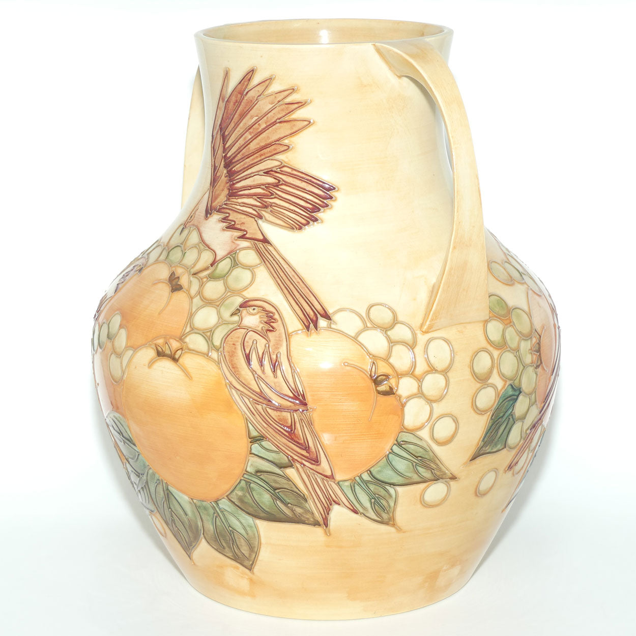 Moorcroft Finches Autumn 5/13 handled vase