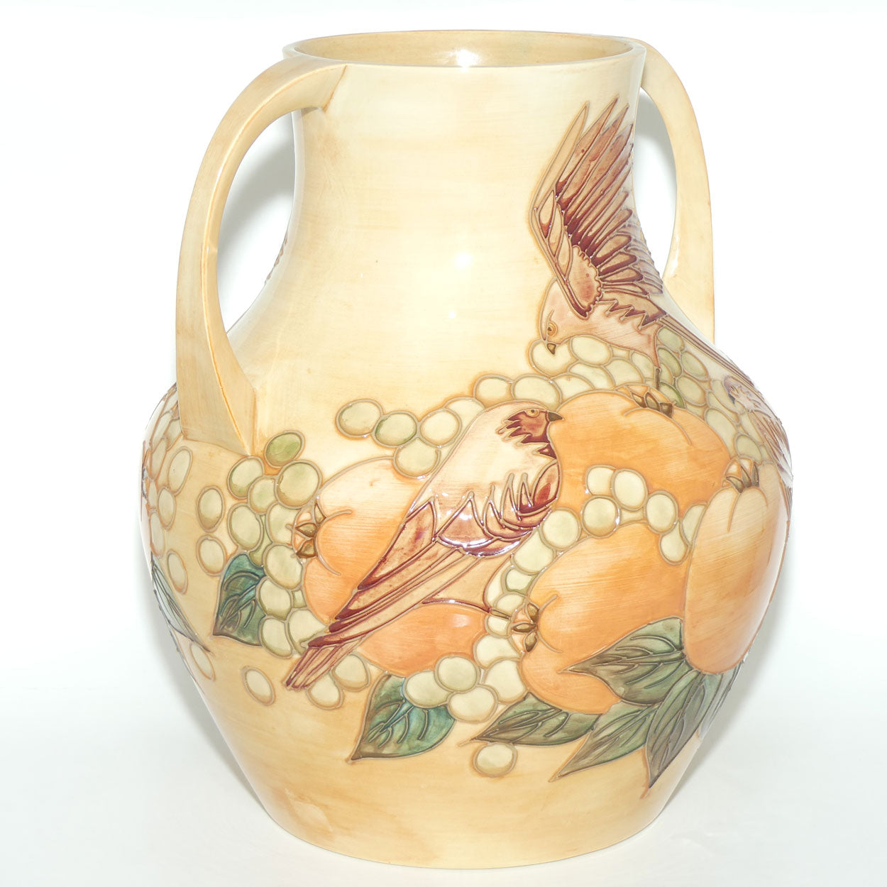 Moorcroft Finches Autumn 5/13 handled vase