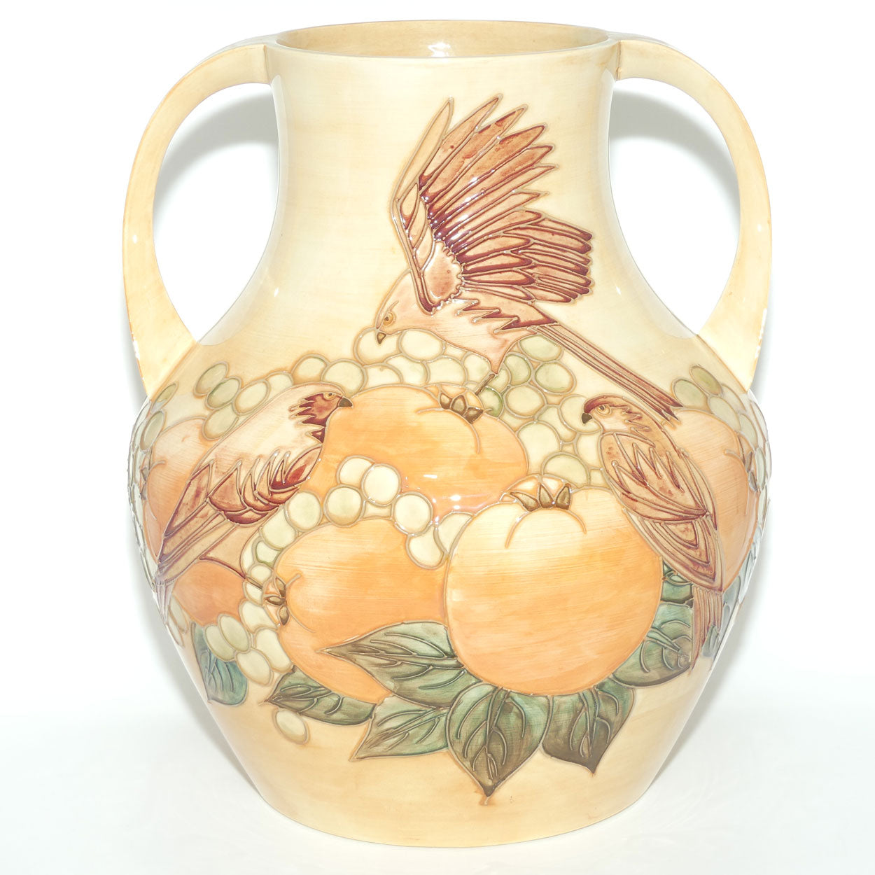 Moorcroft Finches Autumn 5/13 handled vase
