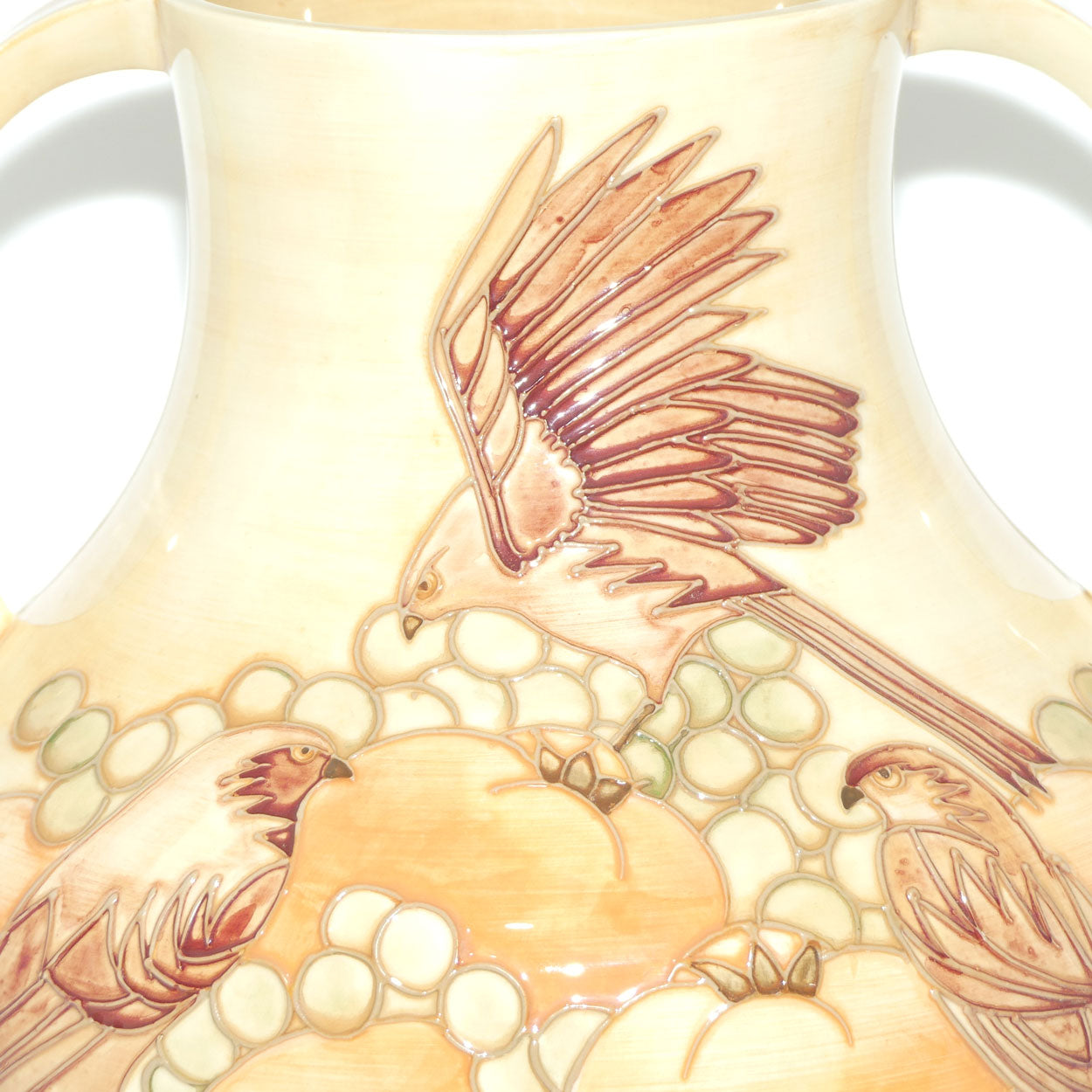 Moorcroft Finches Autumn 5/13 handled vase