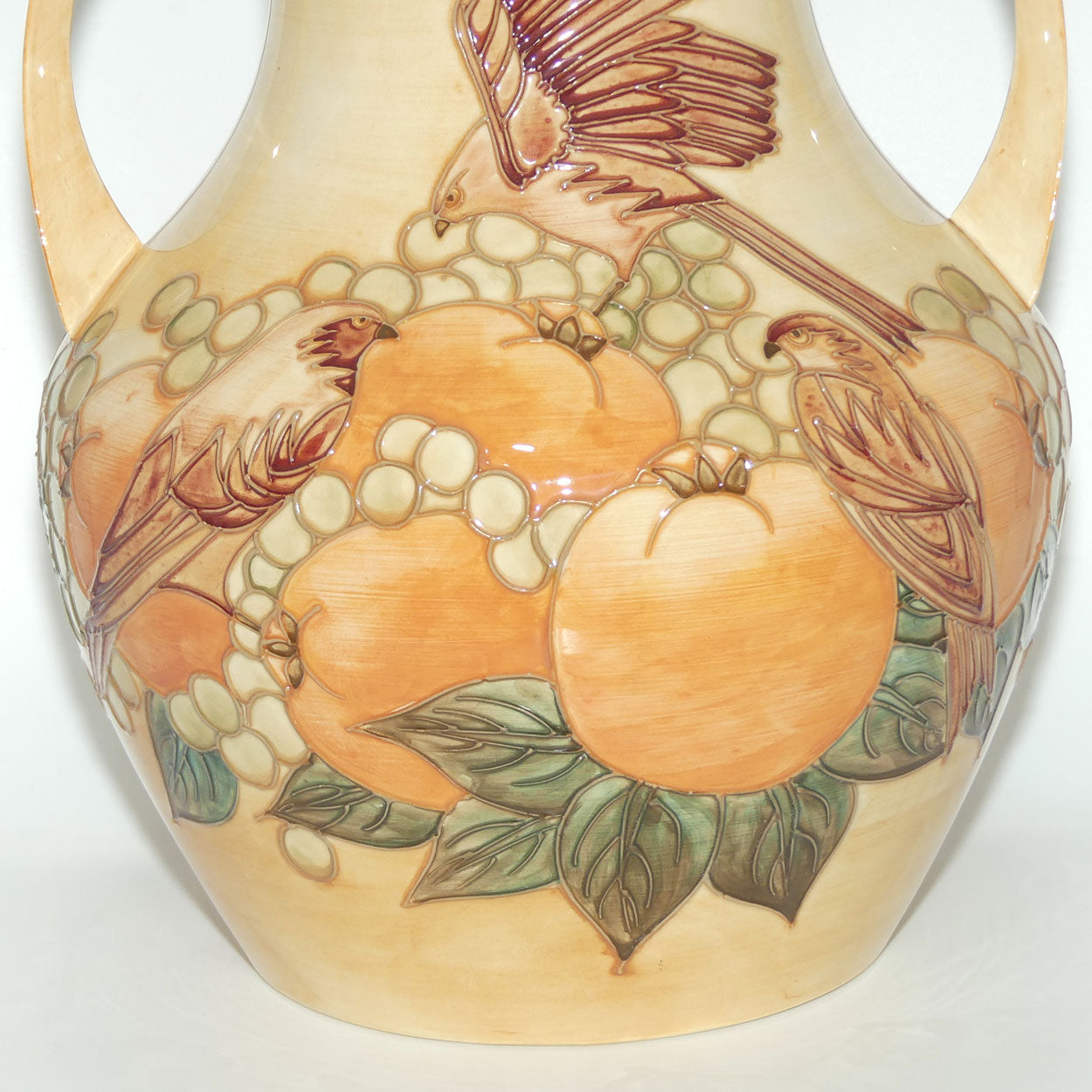 Moorcroft Finches Autumn 5/13 handled vase