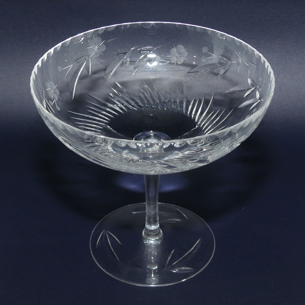 Fine Quality Floral Cut Crystal Tazza
