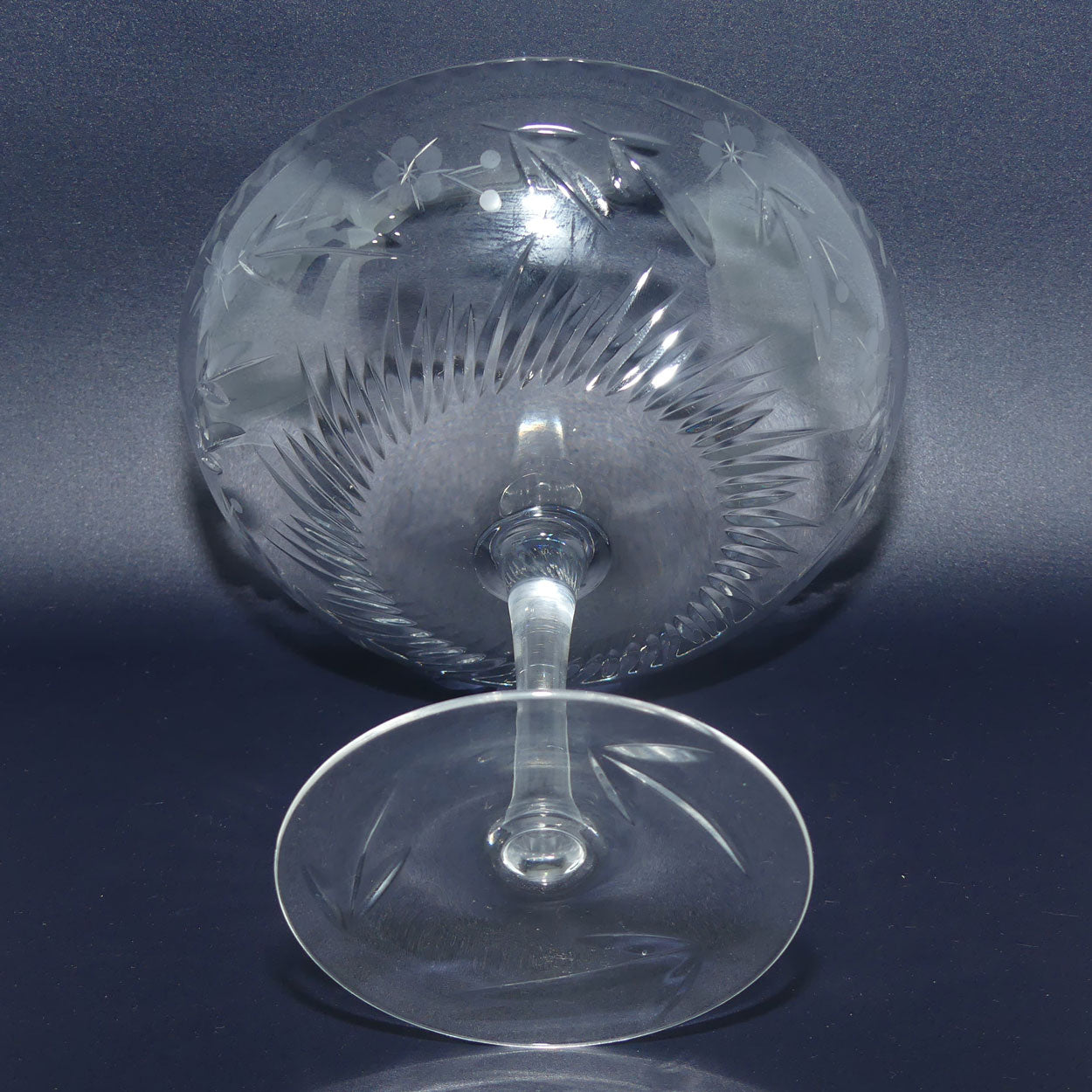 Fine Quality Floral Cut Crystal Tazza