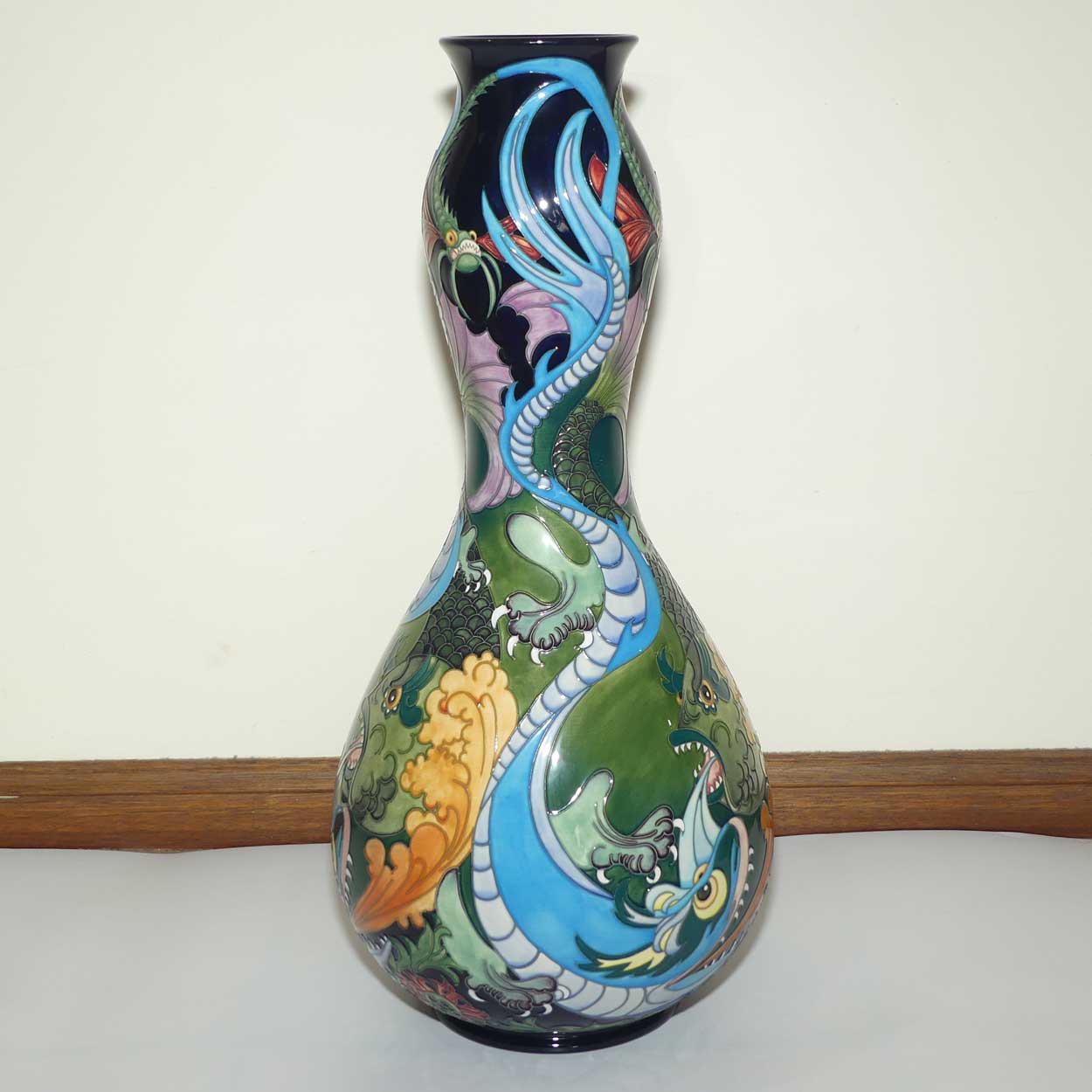 Moorcroft Fire and Water vase | Prestige Double Gourd shape | LE 5/50