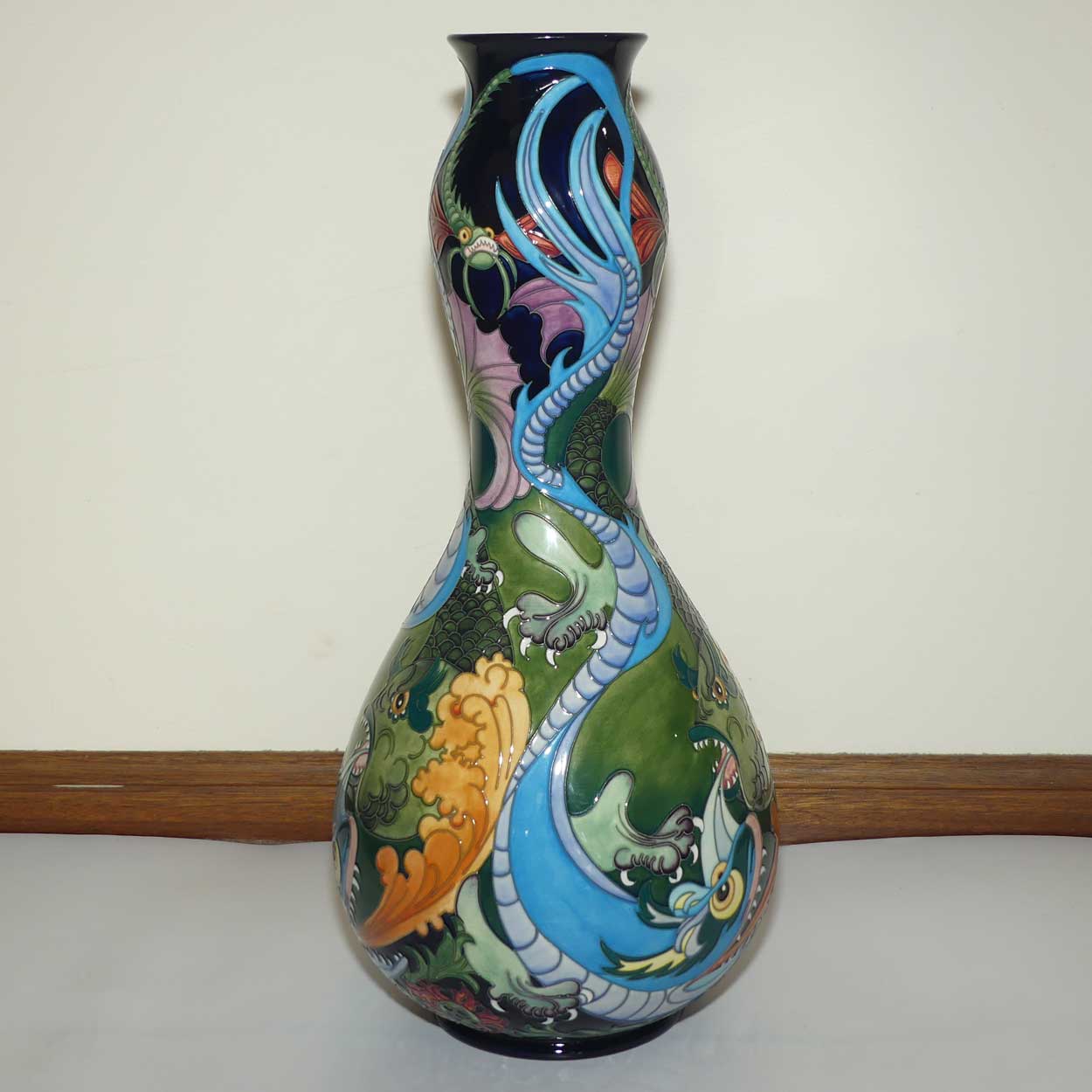 Moorcroft Fire and Water vase | Prestige Double Gourd shape | LE 5/50
