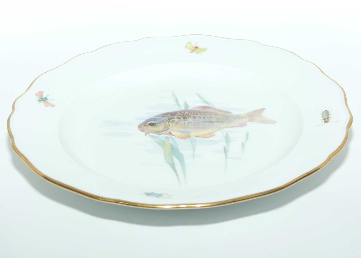 Meissen Hand Painted plate | #1 | Trout among Reeds and Insects