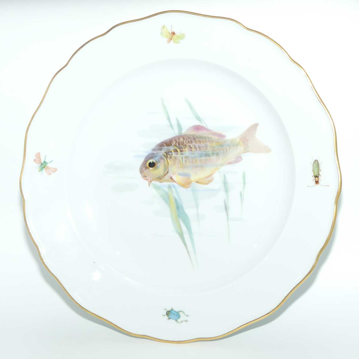 Meissen Hand Painted plate | #1 | Trout among Reeds and Insects