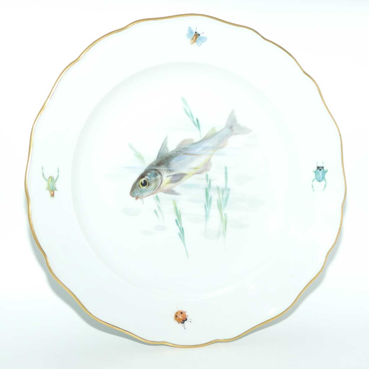Meissen Hand Painted plate | #4 | Perch among Reeds and Insects