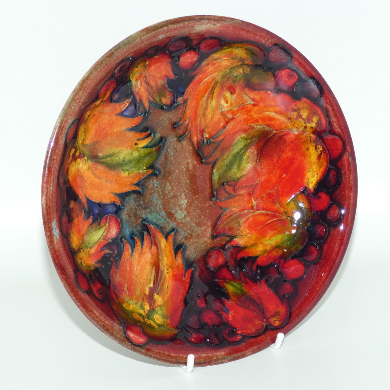 William Moorcroft Flambe Leaves and Fruit shallow bowl #2