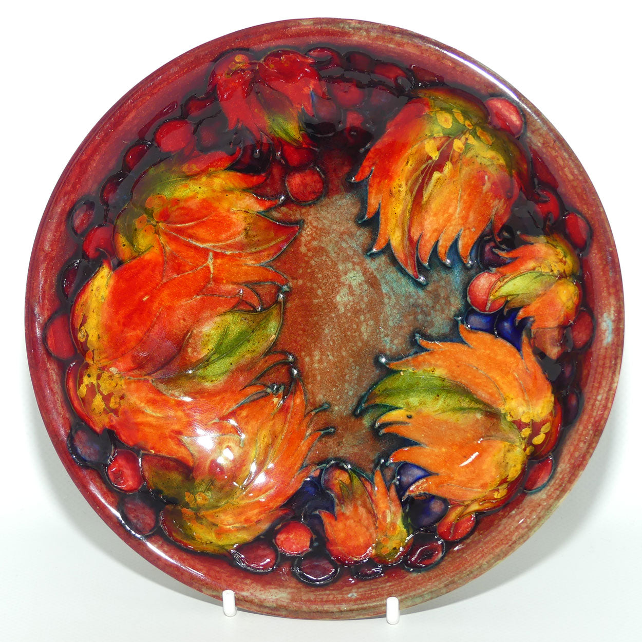 William Moorcroft Flambe Leaves and Fruit shallow bowl #2