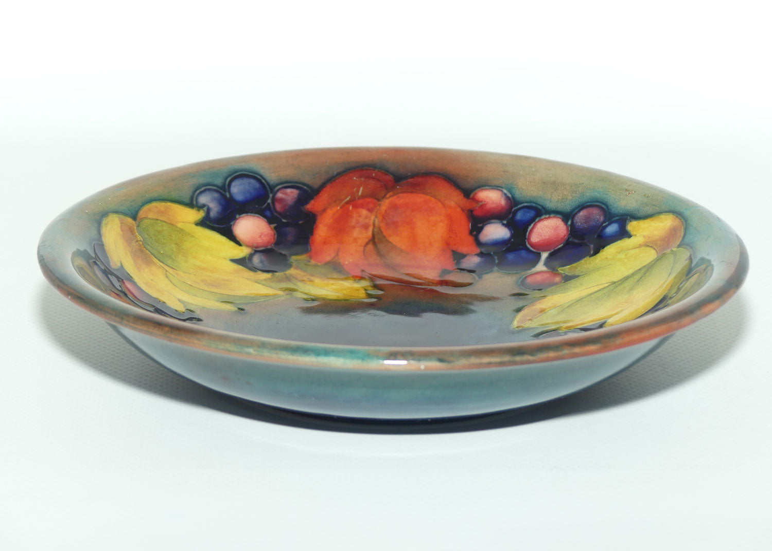 William Moorcroft Flambe Leaves and Fruit shallow bowl | Flambe Tints