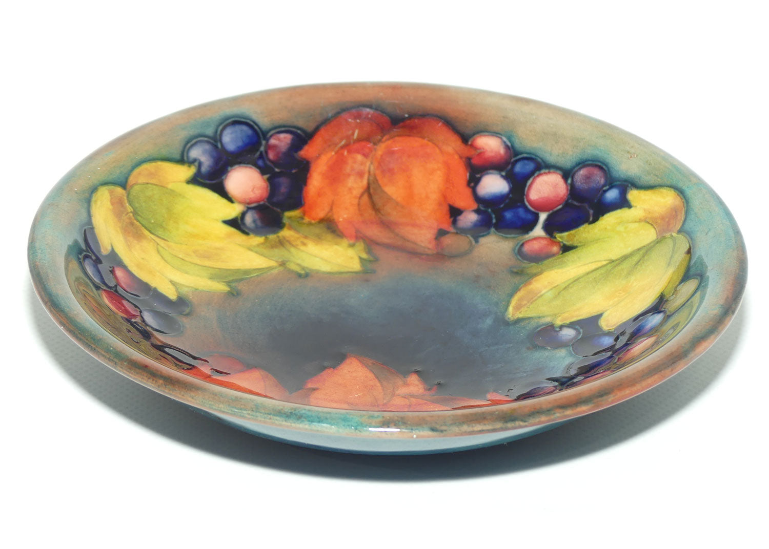 William Moorcroft Flambe Leaves and Fruit shallow bowl | Flambe Tints
