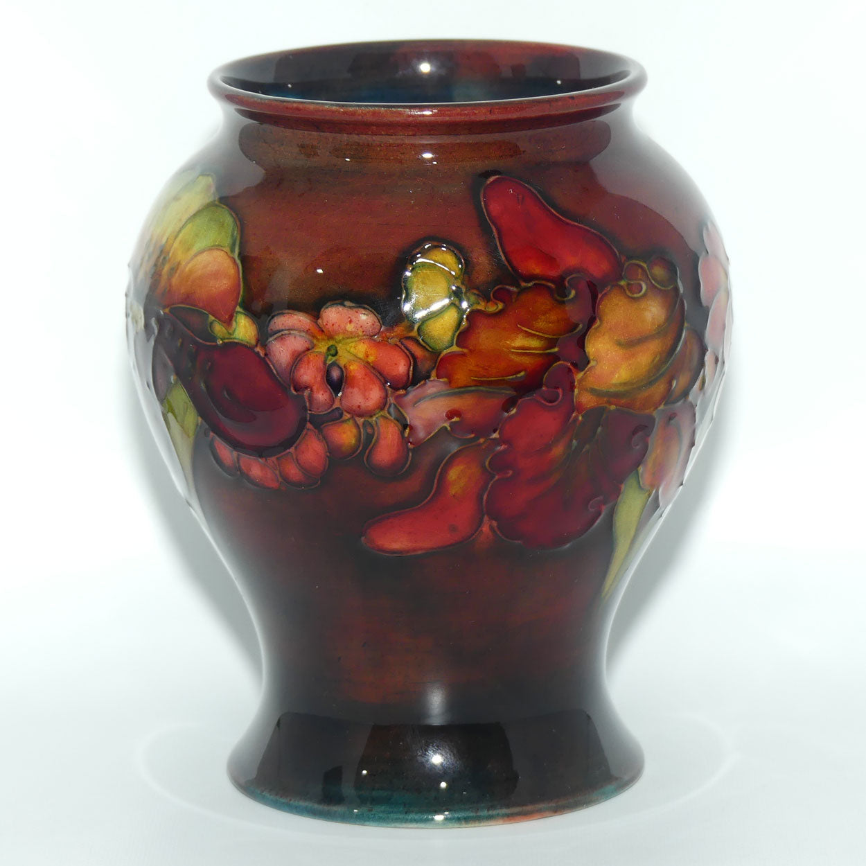 Walter Moorcroft Flambe Orchid reverse bulbous vase