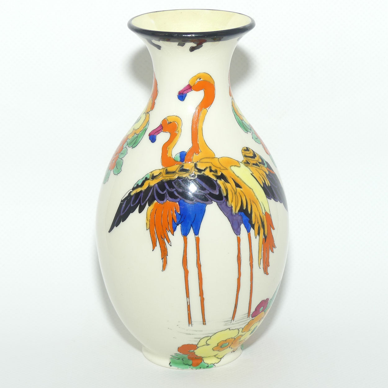 Royal Doulton hand enamelled Mandarin ware | Flamingo vase by Robert Allen | RA307