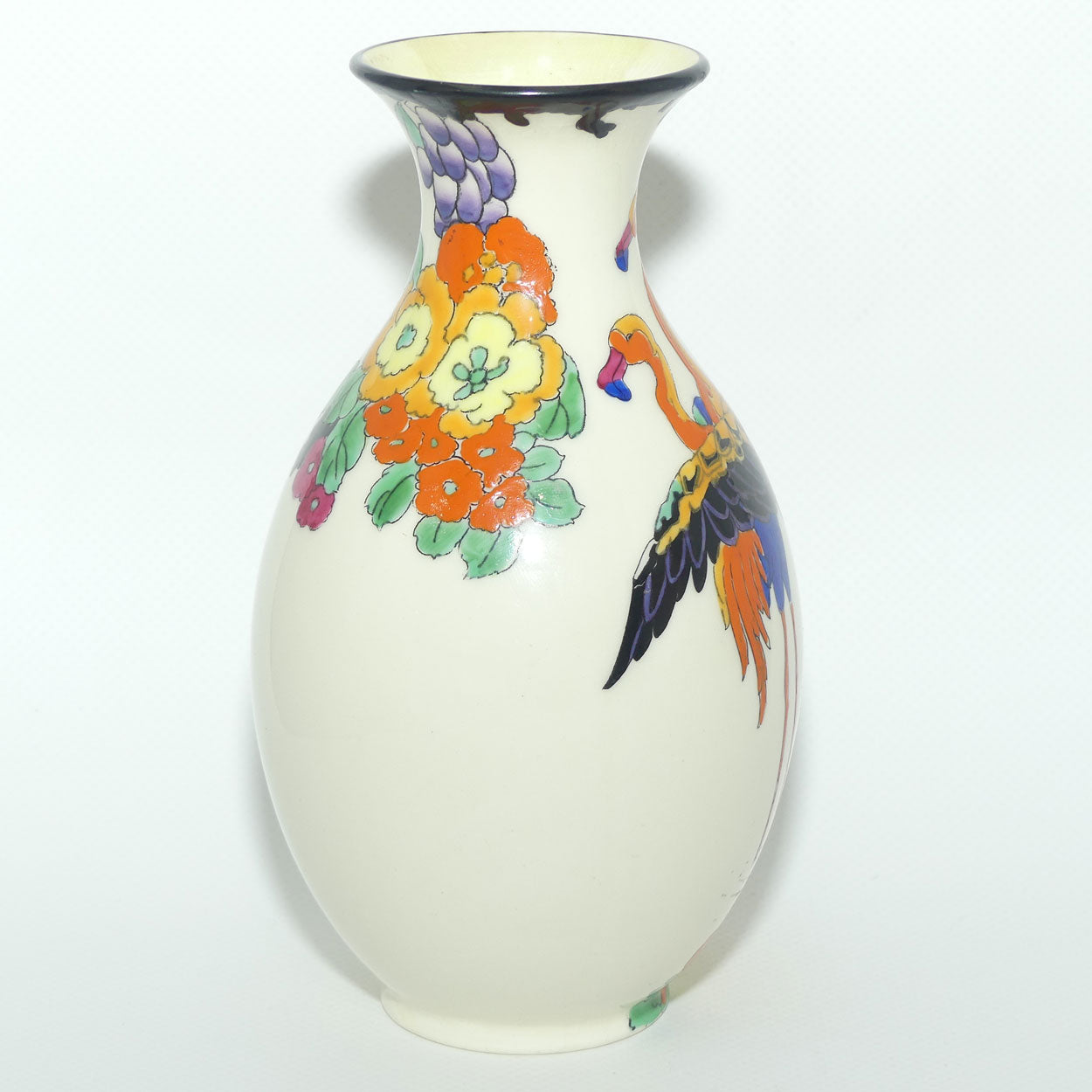 Royal Doulton hand enamelled Mandarin ware | Flamingo vase by Robert Allen | RA307